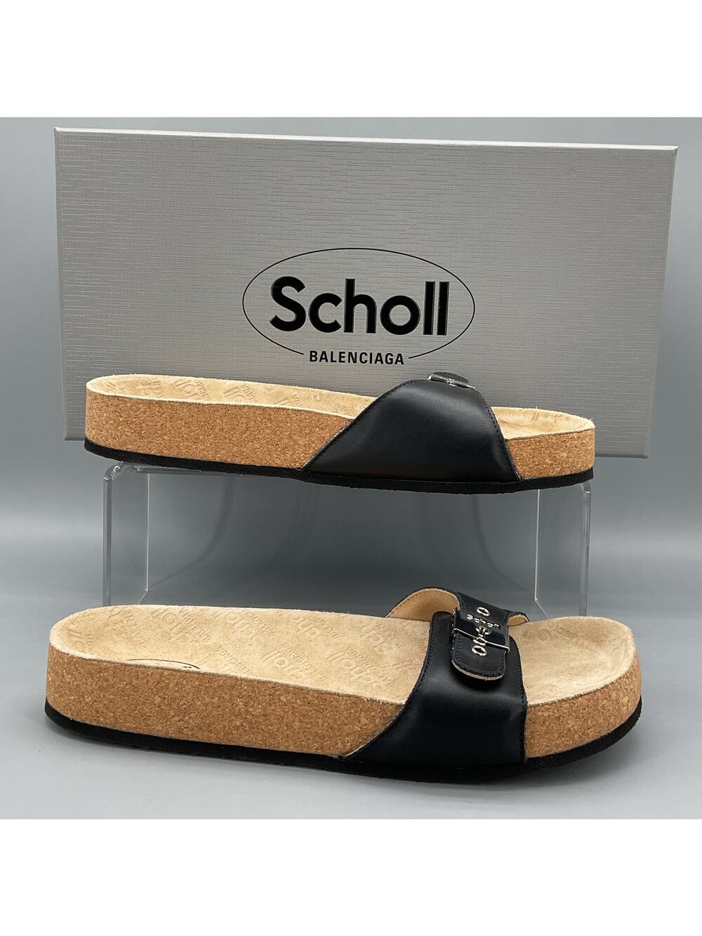 NEW Balenciaga x Scholl Women’s Slide Sandals Black Size US 7/IT 37C